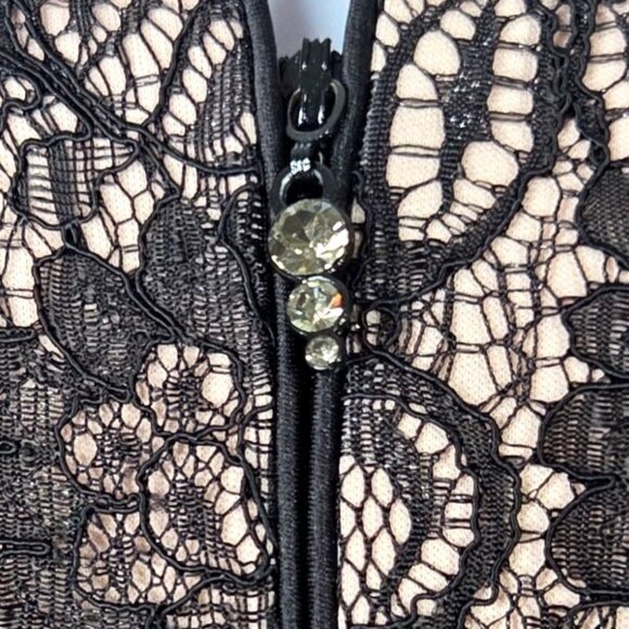 Alex Evenings Womens 1X Black Lace Jacket w Beige Lining and Iridescent Beading - Picture 6 of 10